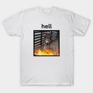 Husky Walking Hell Fire Simple T-Shirt